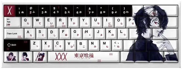 Main image of Rinoya Shizao Keycap for Tokyo Ghoul Theme. High-quality PBT material. Compatible with 60, 65, and 68 keyboards.
