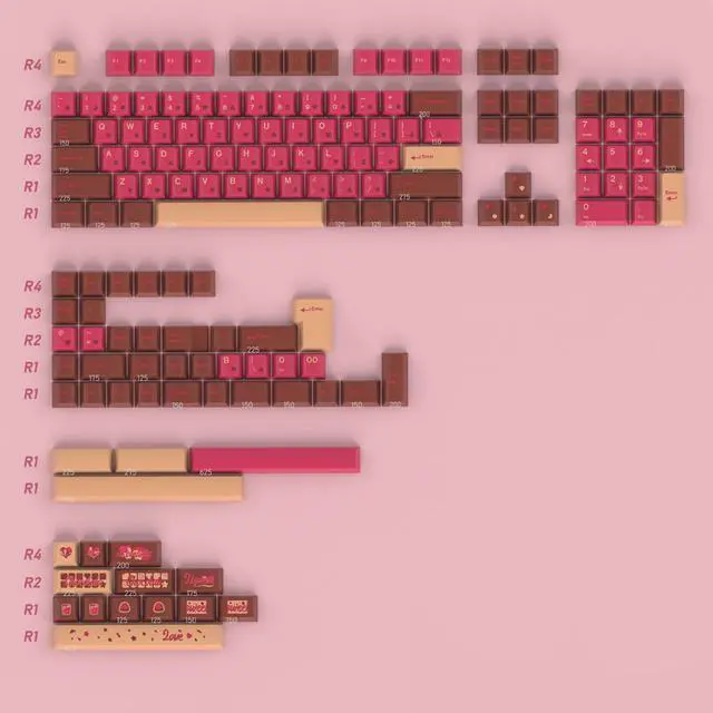 Main image of Chocolate-flavored chocolate keycaps with a gourmet design in high color. Made of PBT material and heat-sprayed for durability. Compatible with mechanical keyboards.