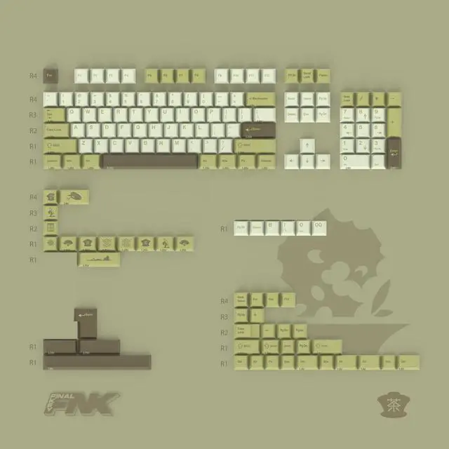 Alt view image 2 of 3 - Brown keycaps in fresh green color, made of high-quality PBT material, with five-sided heat transfer coating, suitable for mechanical keyboards.