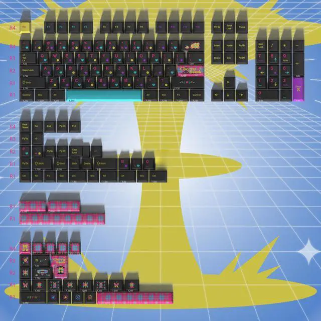 Main image of CherryBomb keycaps complete set with high heat-synthesis PBT material complete set for mechanical keyboards 87/98 black
