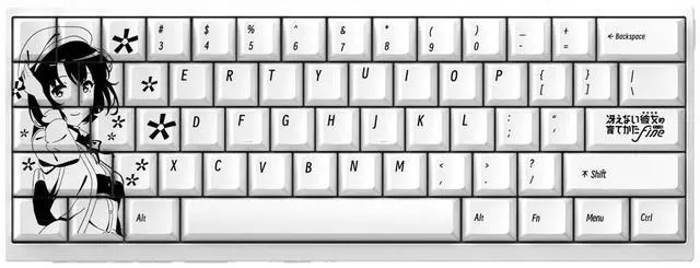 Main image of Katsumi Fujitani's hat with a height of 2D engraving that is not transparent and made of PBT material is suitable for 60, 65, and 68 keyboards.