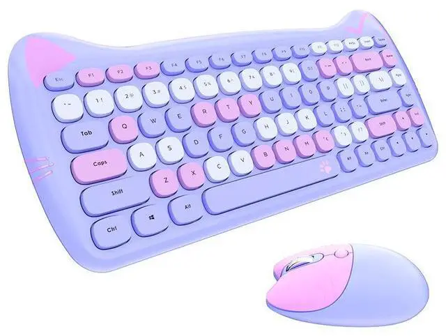 Alt view image 4 of 5 - M800 Wireless Set Keyboard and Mouse Cute Cat Punk Office Set Mouse + Keyboard