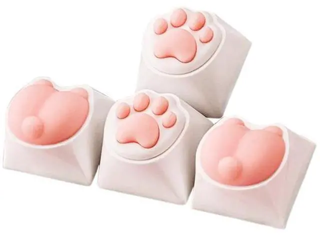 Main image of Attack Shark cat paw keycaps, cat bottom, resin single-sphere silicone skin-friendly, mechanical keyboard keycaps(4 pieces of cat paw silicone keycaps yellow)