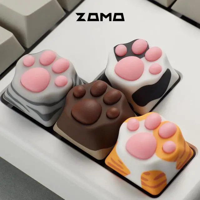 Alt view image 2 of 7 - Multicolored cute cat-shaped keycaps Cat paw keycaps mechanical keyboard with ABS silicone keycaps White limestone