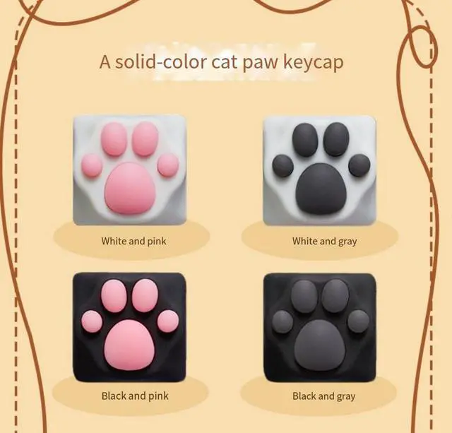 Alt view image 6 of 7 - Multicolored cute cat-shaped keycaps Cat paw keycaps mechanical keyboard with ABS silicone keycaps White limestone