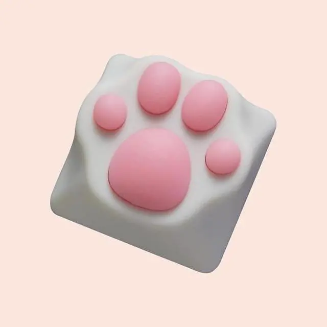 Main image of Multicolored cute cat-shaped keycaps Cat paw keycaps mechanical keyboard with ABS silicone keycaps White powder