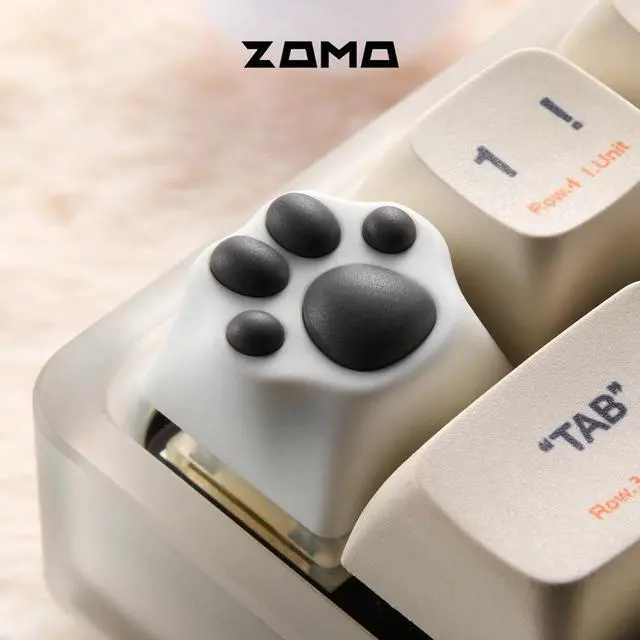 Main image of Multicolored cute cat-shaped keycaps Cat paw keycaps mechanical keyboard with ABS silicone keycaps White limestone