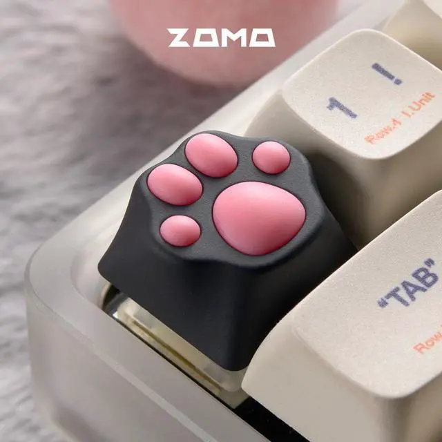 Main image of Multicolored cute cat-shaped keycaps Cat paw keycaps mechanical keyboard with ABS silicone keycaps Black powder