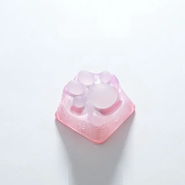Main image of Original design transparent Tiffany cute 3D printed Christmas cat paw keycaps made of transparent resin keycaps Cherry blossom pink