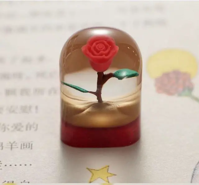 Alt view image 6 of 7 - Original design 3D-printed little prince rose elephant metal keycaps compatible with magnetic axis mechanical keyboard