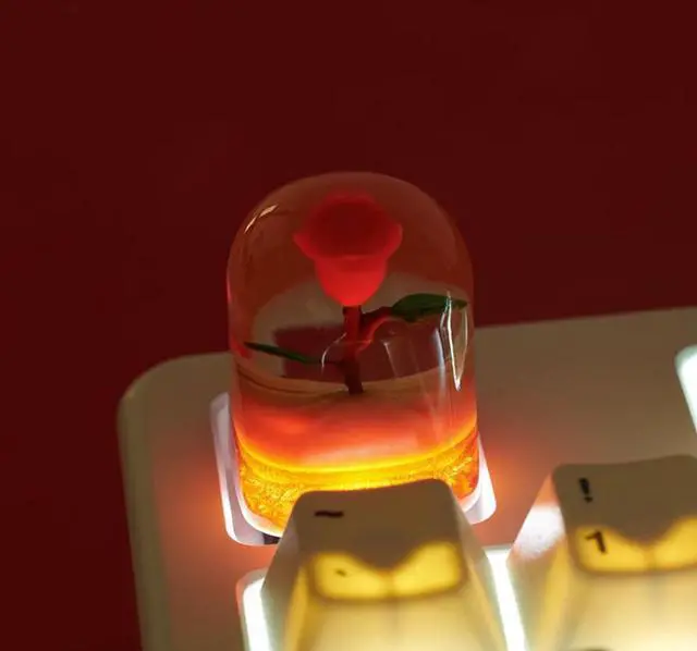 Alt view image 7 of 7 - Original design 3D-printed little prince rose elephant metal keycaps compatible with magnetic axis mechanical keyboard