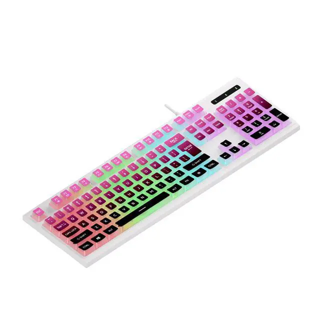Alt view image 3 of 5 - Color-matched wired gaming keyboard with glowing RGB optical technology for gaming and esports, featuring a cool and stylish appearance and high performance.