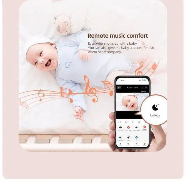 Alt view image 7 of 7 - C11 Baby Monitor - Doodle Smart Home High-Definition Camera Wireless Baby Surveillance System Baby Care Device blue 125G SD card pink