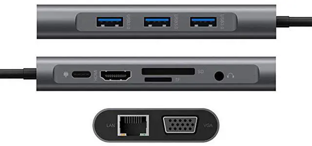 Alt view image 7 of 7 - Type-C 10-in-1 HUB Docking Station 10 Port USB-C Adapter for MacBook / Laptop, Gigabit Ethernet