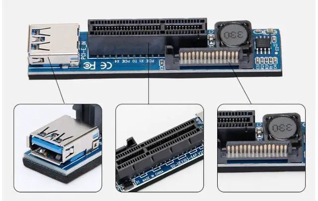 Alt view image 7 of 7 - PCIe x1 to x4 Extension Cable PCIe 3.0 Riser Adapter for Network Card Expansion Card