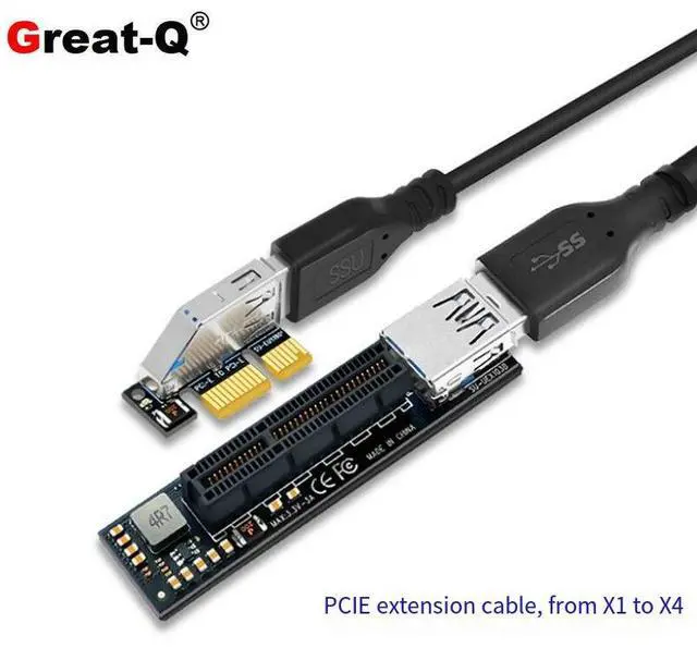 Main image of PCIe x1 to x4 Extension Cable PCIe 3.0 Riser Adapter for Network Card Expansion Card