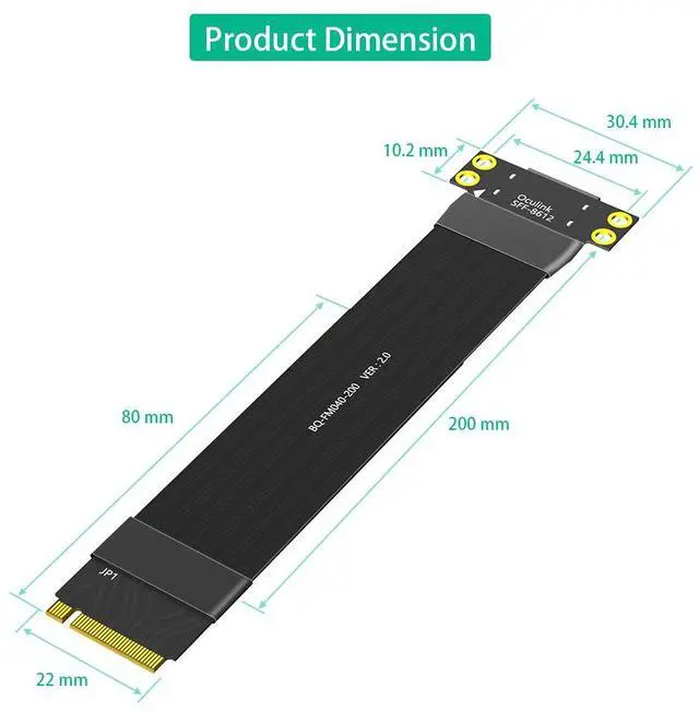Alt view image 2 of 5 - M.2 to Oculink Adapter Cable NVMe M.2 to SFF-8611 / SFF-8612, PCIe 4.0 Graphics Card Extension Cable