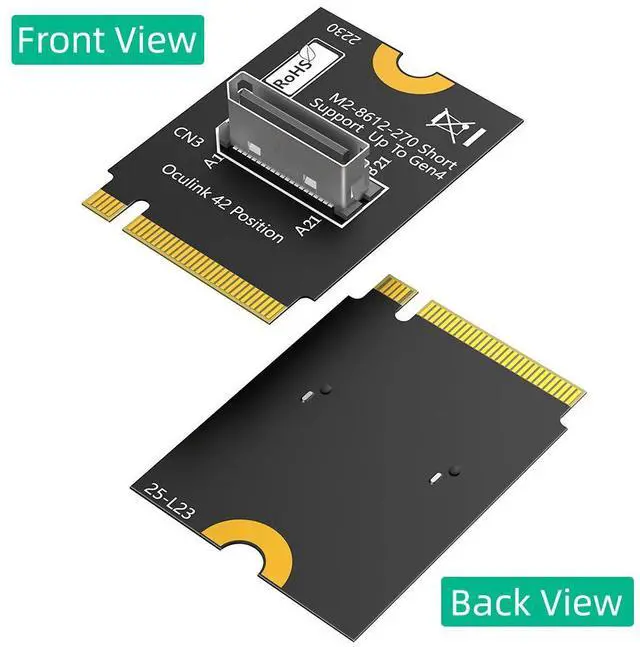 Alt view image 4 of 7 - NVMe M.2 Key M to Oculink Adapter SFF-8611 / SFF-8612, PCIe x4 4.0 Converter