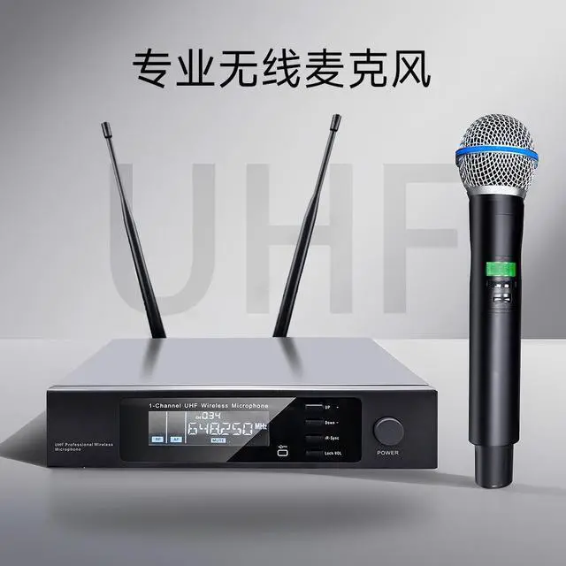 Alt view image 3 of 4 - One-to-one wireless microphone handheld UHF true diversity microphone stage conference professional home-use display battery capacity