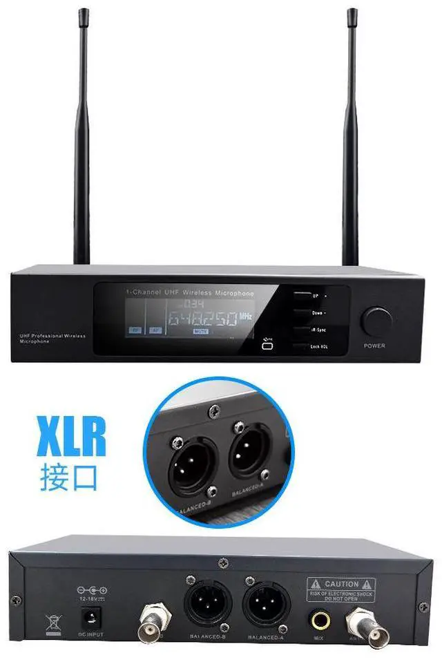 Main image of One-to-one wireless microphone handheld UHF true diversity microphone stage conference professional home-use display battery capacity