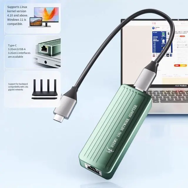 Alt view image 4 of 5 - USB C to 10Gb Ethernet Adapter, 10Gb Type C to Ethernet Adapter, Compatible with USB4 & Thunderbolt 5/4/3