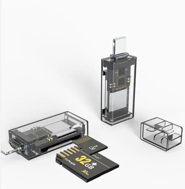 Main image of Cross-border wholesale dual-function card reader Type-C SD TF multi-purpose for smartphones, computers, memory cards, and car use USB card reader SD + TF