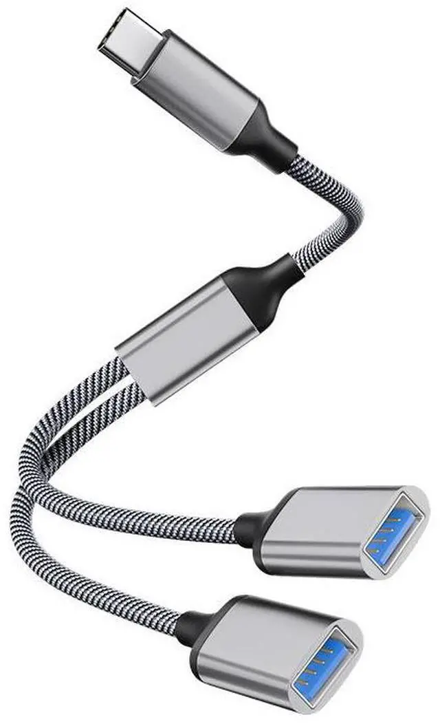 Main image of Typec expansion dock, USB splitter expansion, multi-interface OTG converter, mobile phone and computer hub adapter, adapter for connecting devices USB Dual-Port OTG Adapter Black
