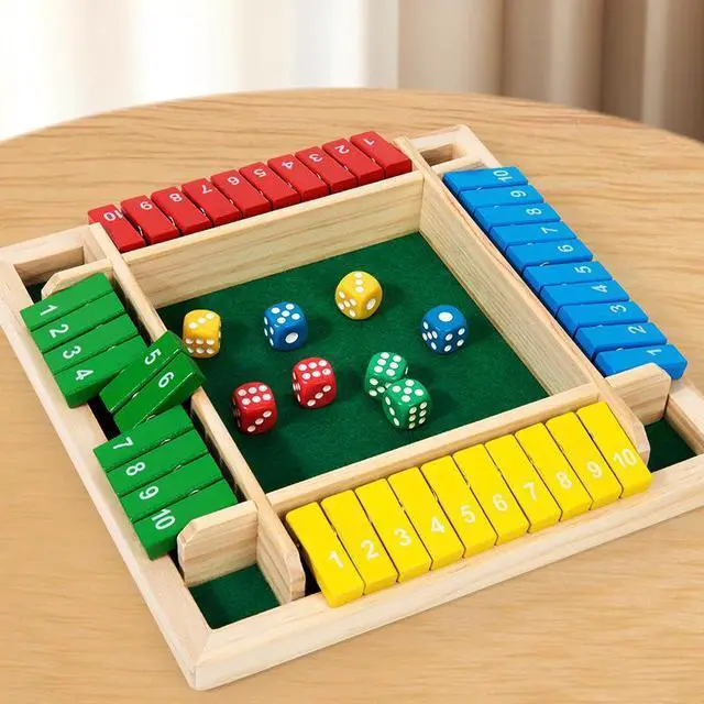 Alt view image 2 of 5 - Wooden four-sided flip card board game for family interactive children's game, educational toy for children, digital logic puzle toy