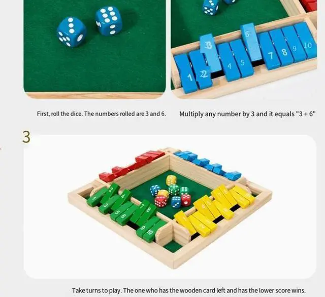 Alt view image 5 of 5 - Wooden four-sided flip card board game for family interactive children's game, educational toy for children, digital logic puzle toy