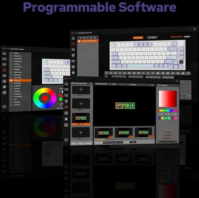 Alt view image 6 of 6 - Ajazz AK820 Pro 75% Wireless Mechanical Keyboard with TFT Smart Display&Knob, Gasket-Mounted Gaming Keyboard, Bluetooth/2.4GHz/USB-C Wired (Purple, Gift Switch)