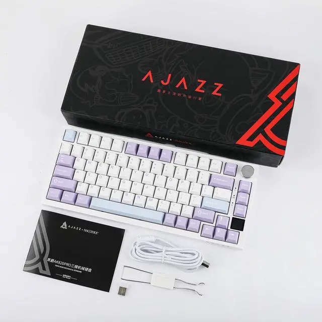 Alt view image 7 of 7 - Ajazz AK820 Pro 75% Wireless Mechanical Keyboard with TFT Smart Display&Knob, Gasket-Mounted Gaming Keyboard, Bluetooth/2.4GHz/USB-C Wired (Purple, Gift Switch)