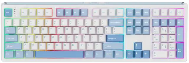 Main image of TH108 Full Size Mechanical Keyboard, Wireless Gaming Keyboard with 8000mAh Battery, Creamy Gasket, 108 Keys, Hot Swap, Custom Driver, RGB Backlight (Blue&White, Sea Salt Silent)