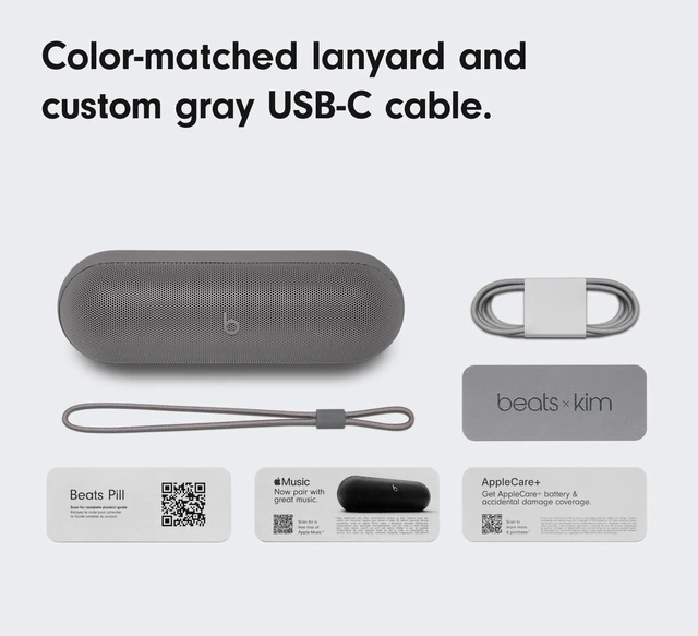 Alt view image 6 of 7 - Beats Pill x Kim Kardashian - Wireless Bluetooth Speaker and Portable Charger via USB-C - Up to 24 Hours Battery Life, IP67 Water Resistant, Apple & Android Compatible, Built-in Mic Dark Gray