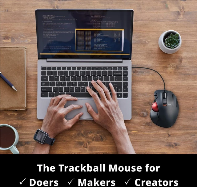 Alt view image 2 of 7 - EX-G Ergonomic Thumb ControlTrackball Mouse Wired M-XT2URBK-G | Ergonomic Thumb Control, Smooth Tracking Roller Ball, 5 Programmable Buttons, Tilt Scroll