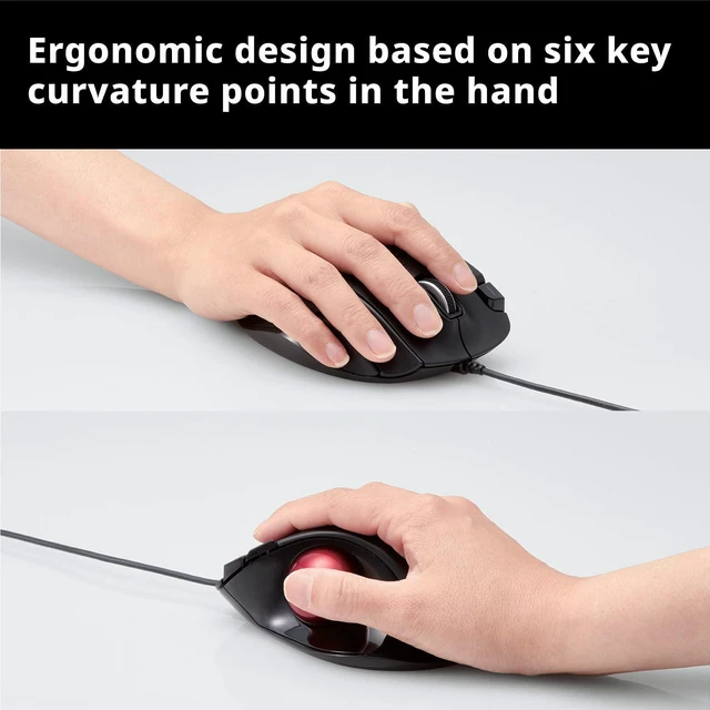 Alt view image 4 of 7 - EX-G Ergonomic Thumb ControlTrackball Mouse Wired M-XT2URBK-G | Ergonomic Thumb Control, Smooth Tracking Roller Ball, 5 Programmable Buttons, Tilt Scroll