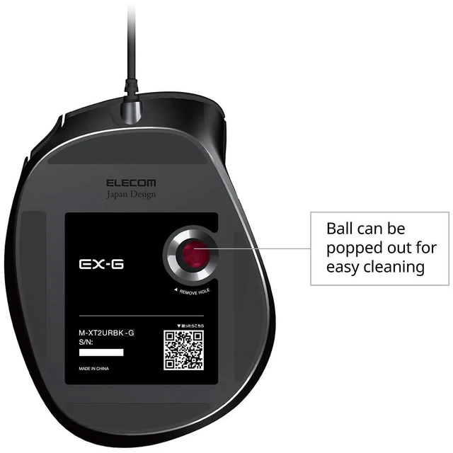 Alt view image 6 of 7 - EX-G Ergonomic Thumb ControlTrackball Mouse Wired M-XT2URBK-G | Ergonomic Thumb Control, Smooth Tracking Roller Ball, 5 Programmable Buttons, Tilt Scroll