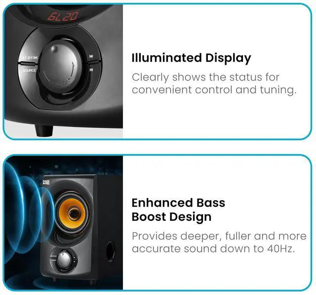 Alt view image 7 of 7 - Bluetooth 2.1 Speaker System 2.1-Channel Home Theater Speaker System, Black (AA2170)