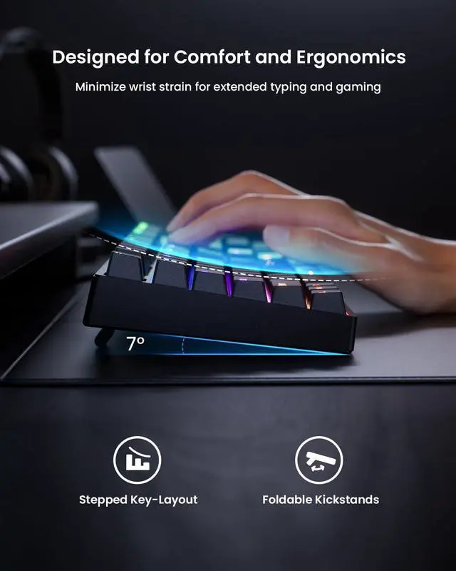 Alt view image 5 of 7 - RGB Mechanical Gaming Keyboard Blue Switch, 104 Keys Full-Size Light Up Key-board with 11 Backlit Modes, Anti-Ghosting, Double-Shot ABS Keycaps, USB Wired Computer Key board for Windows PC Gamer