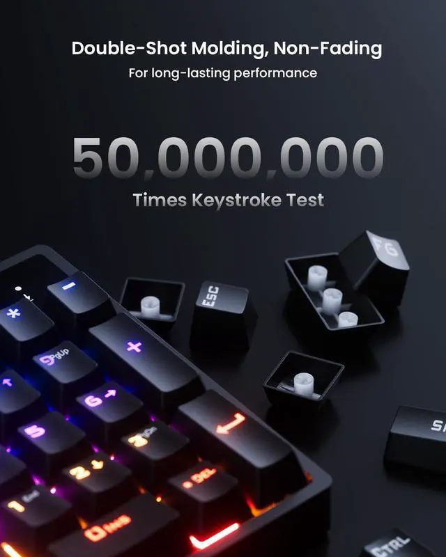 Alt view image 4 of 7 - RGB Mechanical Gaming Keyboard Blue Switch, 104 Keys Full-Size Light Up Key-board with 11 Backlit Modes, Anti-Ghosting, Double-Shot ABS Keycaps, USB Wired Computer Key board for Windows PC Gamer