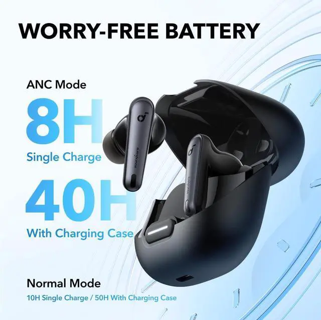 Alt view image 5 of 7 - Anker Liberty 4 NC Wireless Earbuds, 98.5% Noise Reduction, Adaptive Noise Cancelling to Ears and Environment, Hi-Res Sound, 50H Battery, Wireless Charging, Bluetooth 5.3