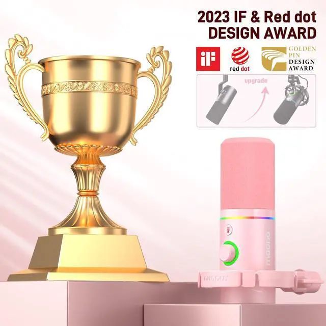 Alt view image 6 of 7 - XLR/USB Dynamic Microphone Kit, RGB Gaming Mic with Software, Mute, Gain Knob, Volume Control, Boom Arm for Streaming, Podcasting, Voice-Over, Recording-PD200XS Pink