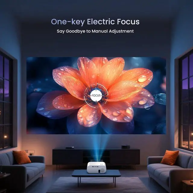 Alt view image 4 of 7 - Projector, Native 1080P Full HD Bluetooth Projector with Speaker, 9500 Lumens Outdoor Portable Movie Mini Projector Compatible with Laptop, Smartphone, TV Stick, Xbox, PS5