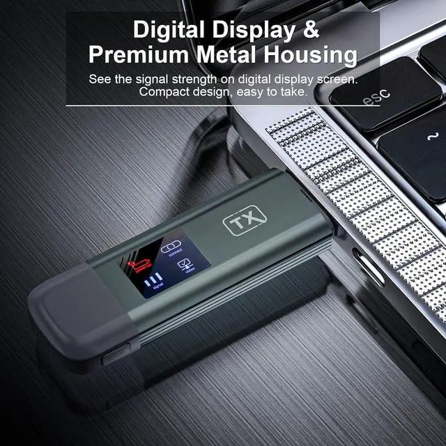 Alt view image 2 of 6 - Wireless HDMI Transmitter and Receiver for PC/Camera/HDTV/TV Box, 100FT | Plug & Play, No WiFi/App/Bluetooth, 1080P Output, 4K Decode, LED Display, 2.4G & 5G, Mirror & Extend, Low Latency, Portable