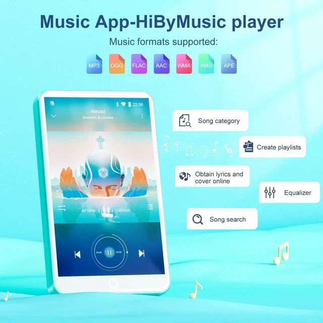Alt view image 3 of 7 - 80GB MP3 Player with Bluetooth and WiFi, Mp3 & Mp4 Music Player with Spotify, Music, Audible, 4.0" IPS Touch Screen Android Player with Speaker, FM Radio, Up to 512GB