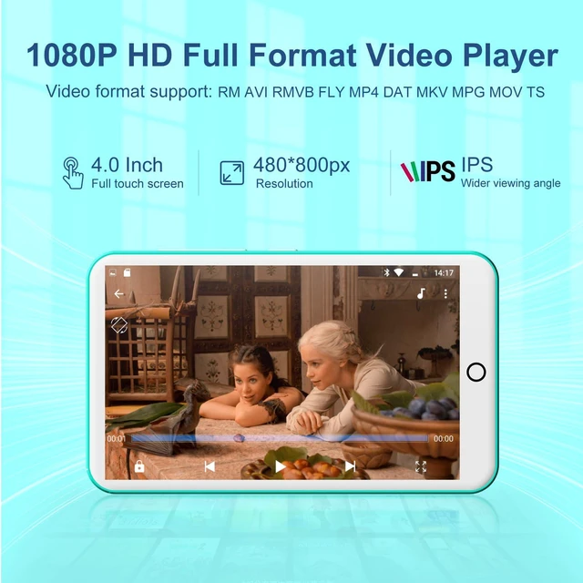 Alt view image 4 of 7 - 80GB MP3 Player with Bluetooth and WiFi, Mp3 & Mp4 Music Player with Spotify, Music, Audible, 4.0" IPS Touch Screen Android Player with Speaker, FM Radio, Up to 512GB
