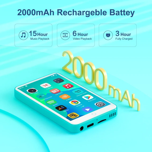 Alt view image 5 of 7 - 80GB MP3 Player with Bluetooth and WiFi, Mp3 & Mp4 Music Player with Spotify, Music, Audible, 4.0" IPS Touch Screen Android Player with Speaker, FM Radio, Up to 512GB