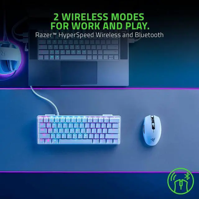 Alt view image 3 of 6 - Wireless Gaming Mouse Ultra Lightweight & Portable, Bluetooth & 2.4Ghz Wireless Connectivity, 18K DPI, Up to 950hrs Battery Life, Compatible with PC & Mac White
