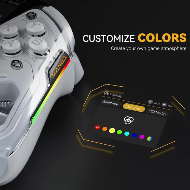 Alt view image 6 of 6 - One Interactive Screen Wireless Gaming Controller for PC/Switch/Switch 2/iOS/Android,Hall Effect Stick & Trigger,RGB Lighting,Remappable Buttons,1800mAh with Charging Dock (White)