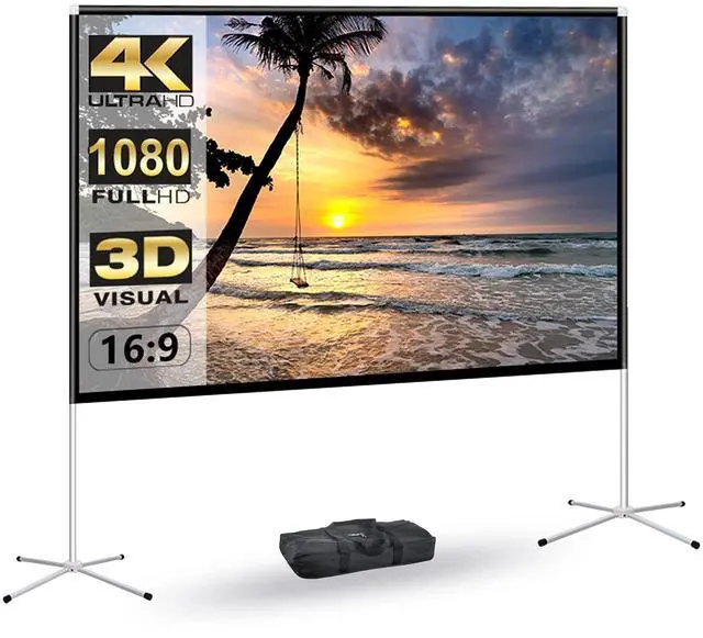Main image of Portable Projector Screen with Stand Outdoor: Camping Projection Screen 80 inch 4K Movie Screen for Home Backyard Indoor 16:9 HD Night