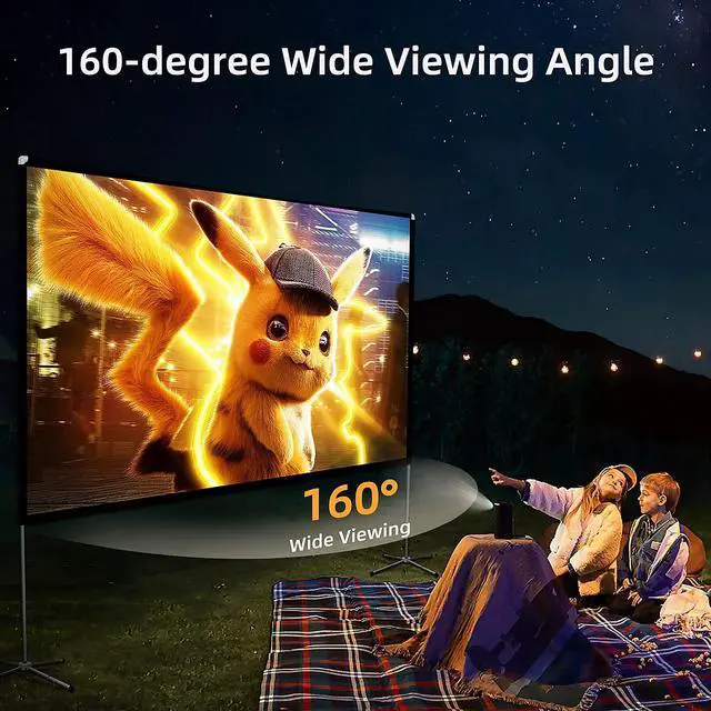 Alt view image 4 of 7 - Portable Projector Screen with Stand Outdoor: Camping Projection Screen 80 inch 4K Movie Screen for Home Backyard Indoor 16:9 HD Night